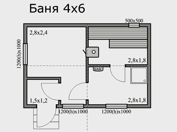 При подреждането на двуетажна баня, съгласно проекта, горният етаж може да се състои само от една стая